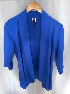Women's Open-Front Royal Blue Drape Cardigan Business Casual Blazer Size M